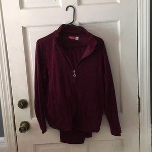 Velour two piece track suit.